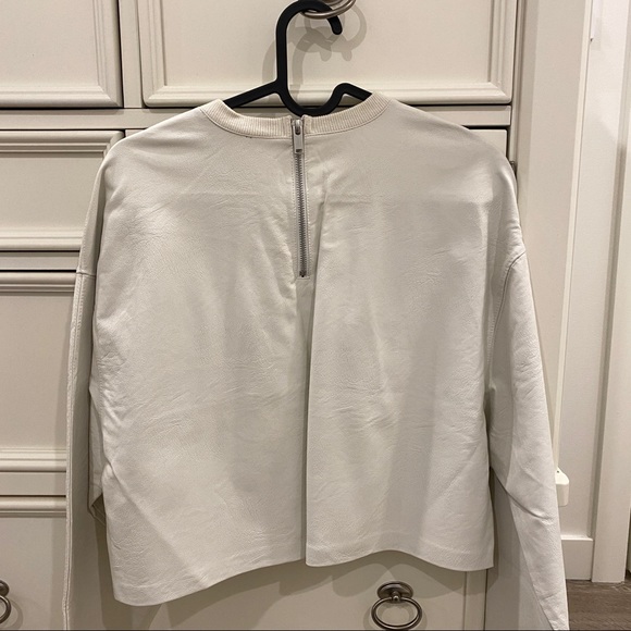 Zara white/off white faux leather long sleeve top - Picture 4 of 5